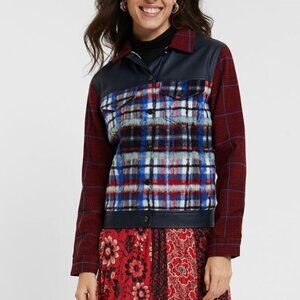 Desigual Tartan Fur Coat
